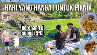 ASIKNYA TINGGAL DI EROPA PIKNIK & BERENANG DI SUNGAI DI HARI MINGGU