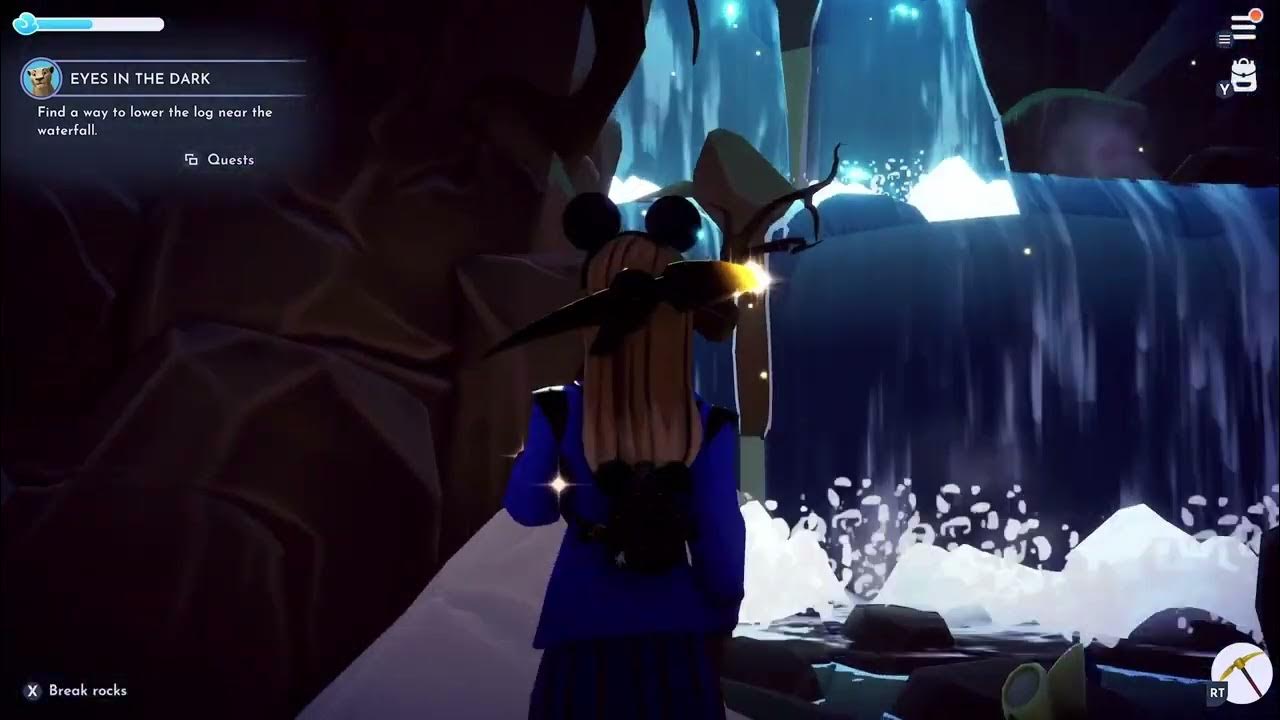 How to lower the log near the waterfall in Disney Dreamlight Valley