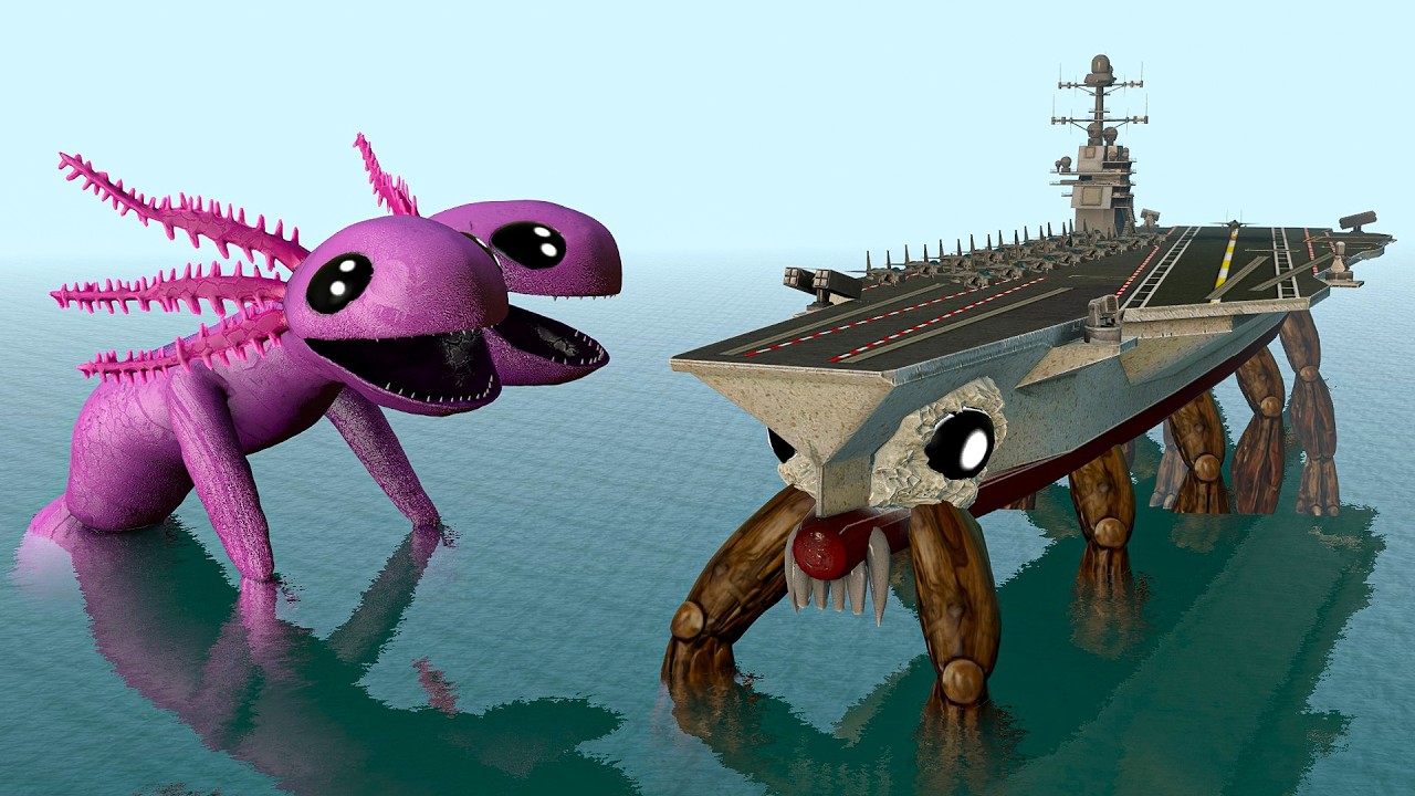 NEW DUALOTL AXOLOTL VS NEW CRABCRAFTCARRIER USS ABRAHAM LINCOLN! — Sea Monsters In Garry’s Mod