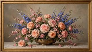 Romantic English Roses Bouquet | Vintage Floral Frame TV Art 4K | Elegant TV Screensaver 4K screenshot 1