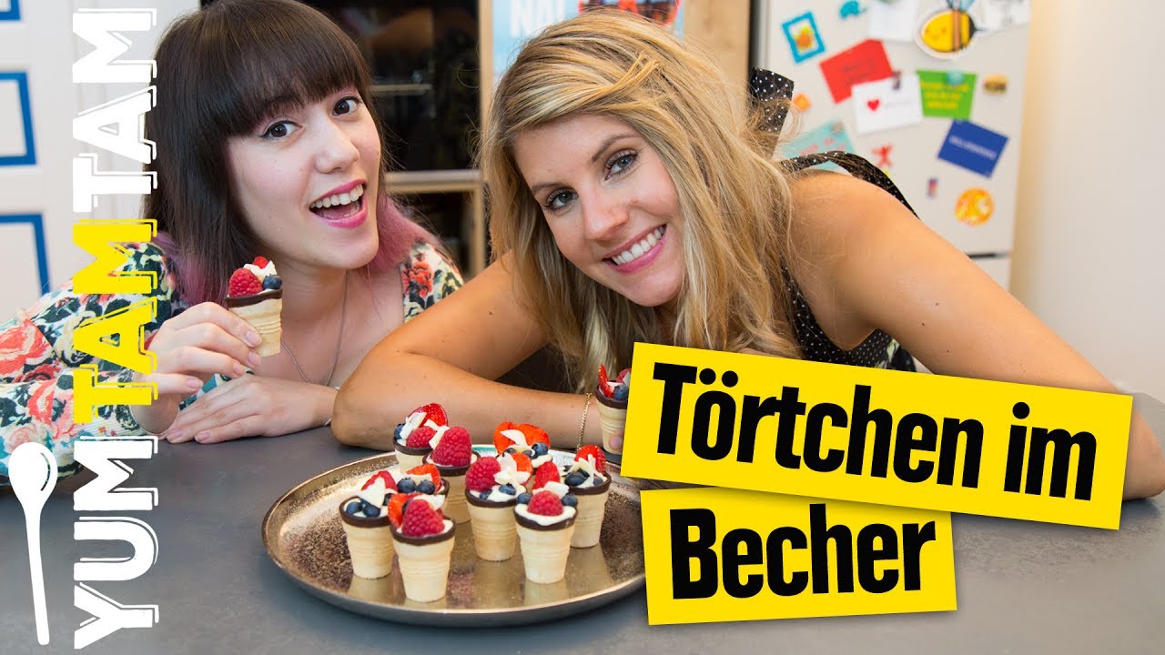 Waffelbecher-Törtchen // Mini-Törtchen mit Beeren // #yumtamtam