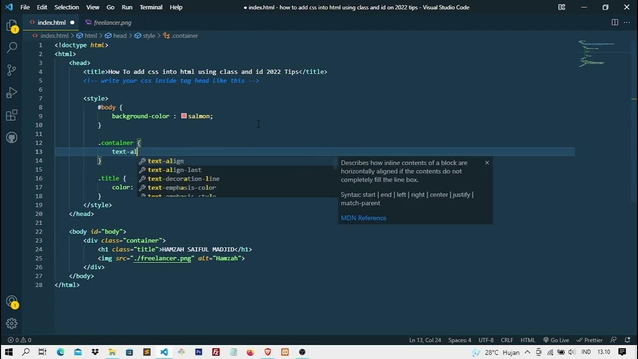 How To Add CSS Into HTML Using Class and id 2022 Tips - YouTube