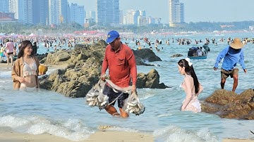 Anh Chài Cá Số Hưởng - Quăng Chài Đúng Một Cái Tại Bãi Tắm Xách Lên Bờ Gỡ Mỏi Tay