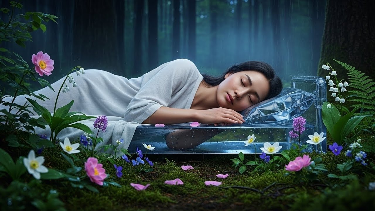 Sleeping peacefully on a transparent crystal bed✨🍀