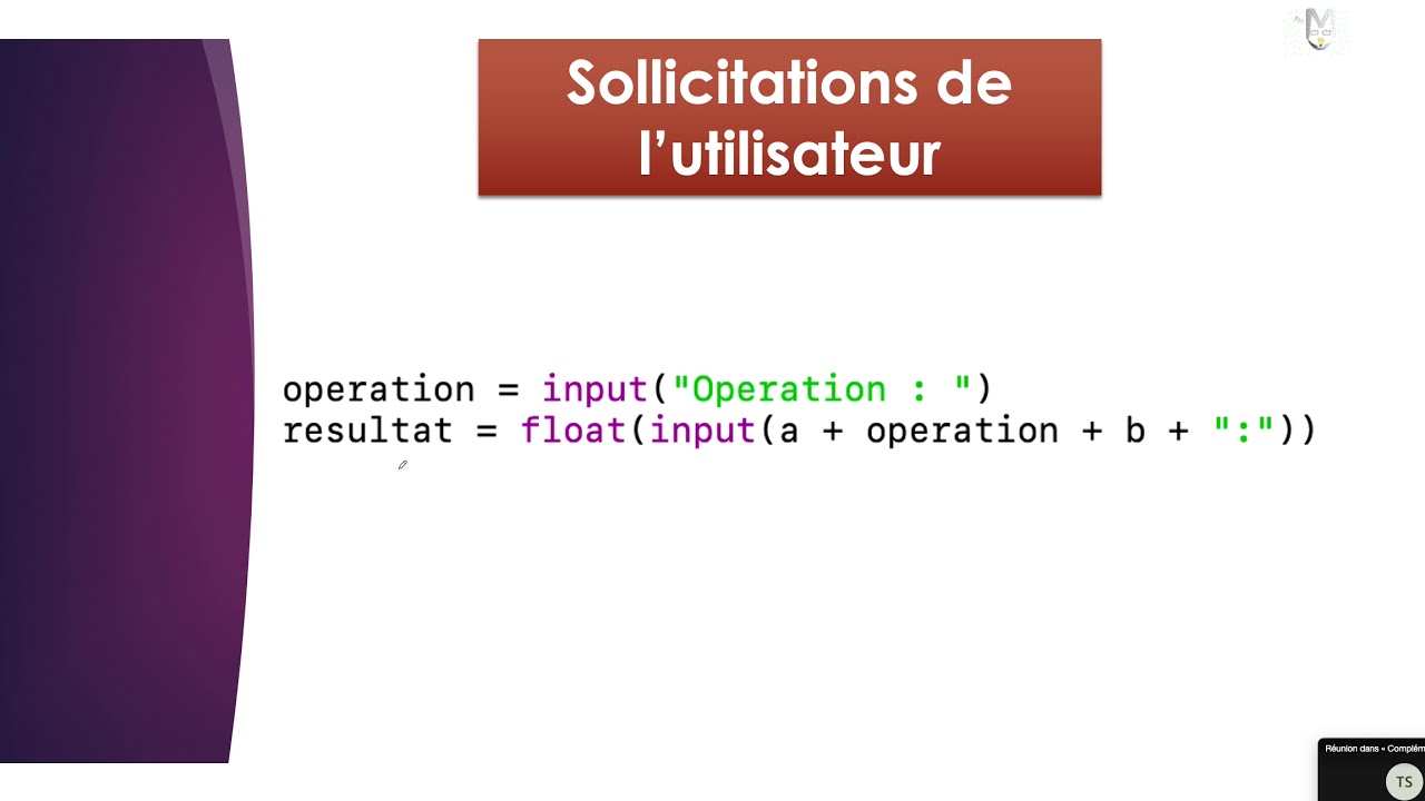 Petits exercices de calcul grâce à Python (question c) - YouTube