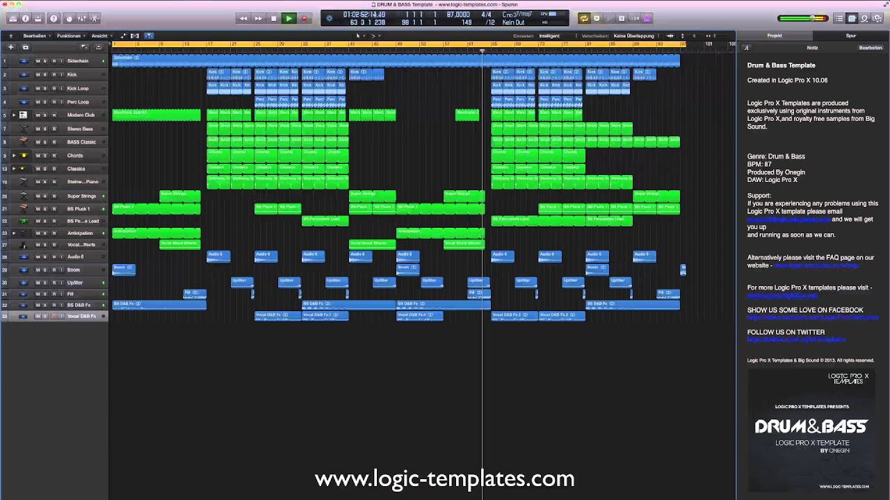 Drum & Bass Logic Pro X Template YouTube