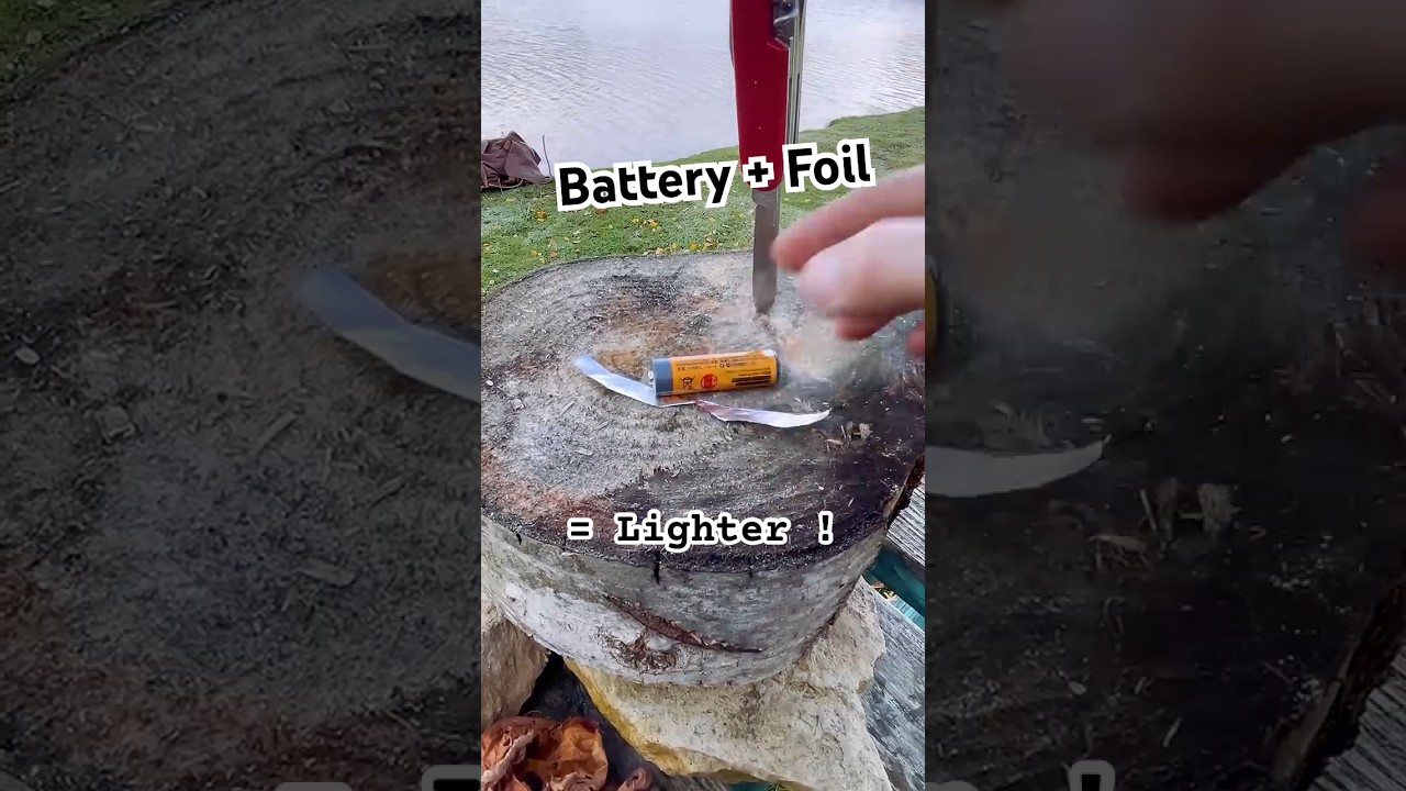 Survival Skills: Lighter from a battery and foil !