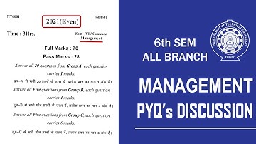 MANAGEMENT SBTE BIHAR 2021(EVEN) PYQ DISCUSSION | 6TH SEM COMMON PAPER | ALL BRANCH