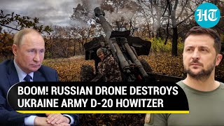 Putin's suicide drone flies straight into Ukraine D-20 howitzer as Zelensky counts mounting losses