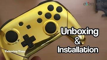 Unboxing of eXtremeRate Chrome Gold Faceplate Backplate Handles for Nintendo Switch Pro Controller