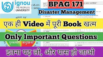 BPAG 171 Important Questions IGNOU BPAG 171 आपदा प्रबंधन BPAG Pervious Year Question Paper IGNOU
