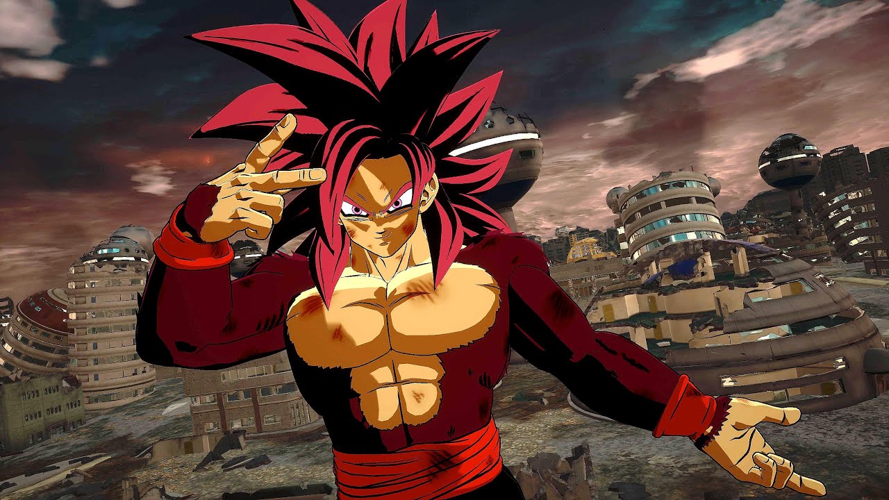 Супер Сайян 4 Гоку Блэк сражается против Супер Сайян 4 Z Fighters