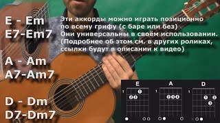 E, A, D - Мажор/минор/септаккорды (без баррэ)