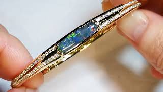 Lightning Ridge Black Opal Bangle at 1.8 carats by Kat Florence KF09407 Lightning Ridge Black Opal Bangle at 1.8 carats by Kat Florence KF09407