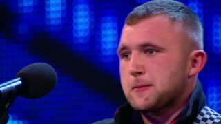 Robbie Kennedy with his acoustic guitar singing 'Iris' - Britain's Got Talent 2013