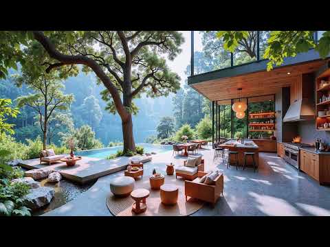 Peaceful Morning Jazz In Luxury Forest Retreat☕Start Happy Day With Calm Morning Jazz & Nature Vibes