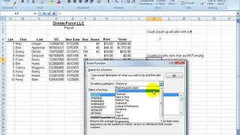 Excel 2007 COUNT and COUNTA Functions Training Video