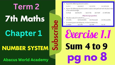 7th standard maths term 2 chapter 1 Number System Exercise 1.1 pg no 8 sum 4 to 9