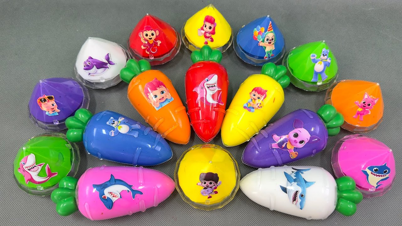 Cleaning Colorful Rainbow Slime Off Pinkfong, Jeni, Bebefinn and Hogi ASMR