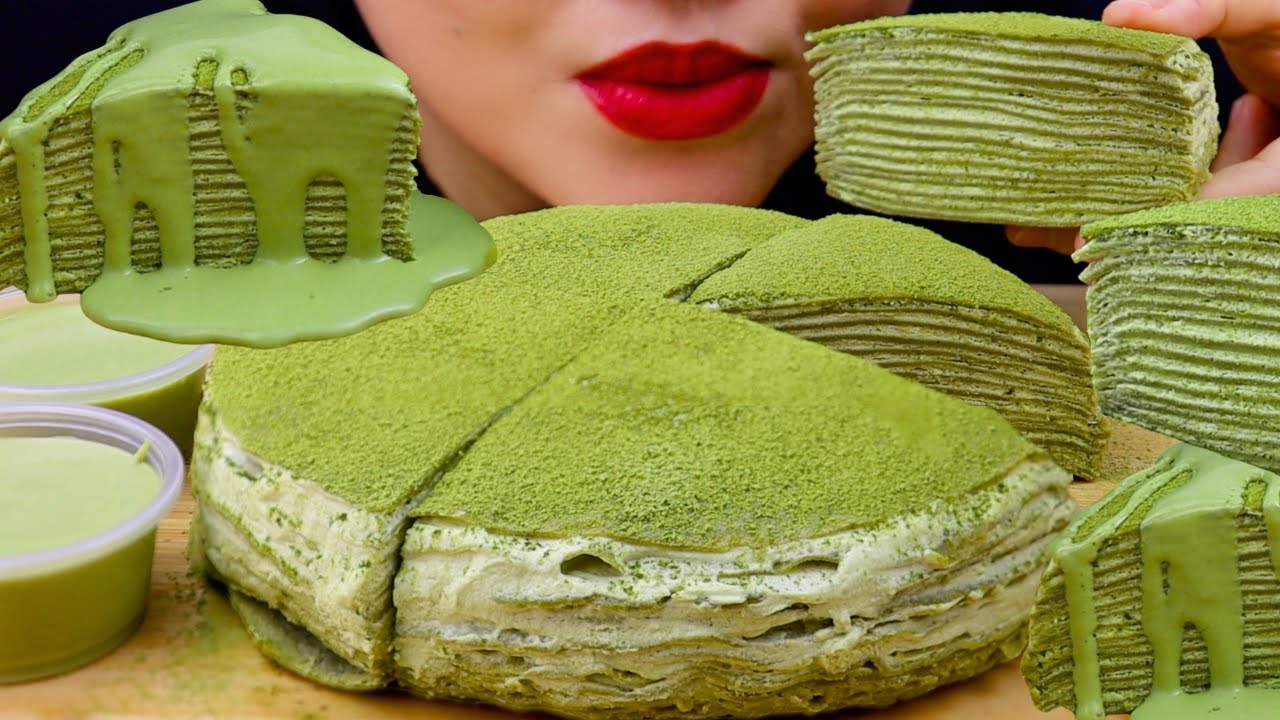 ASMR MATCHA CREPE CAKE | MUKBANG | KLE ASMR