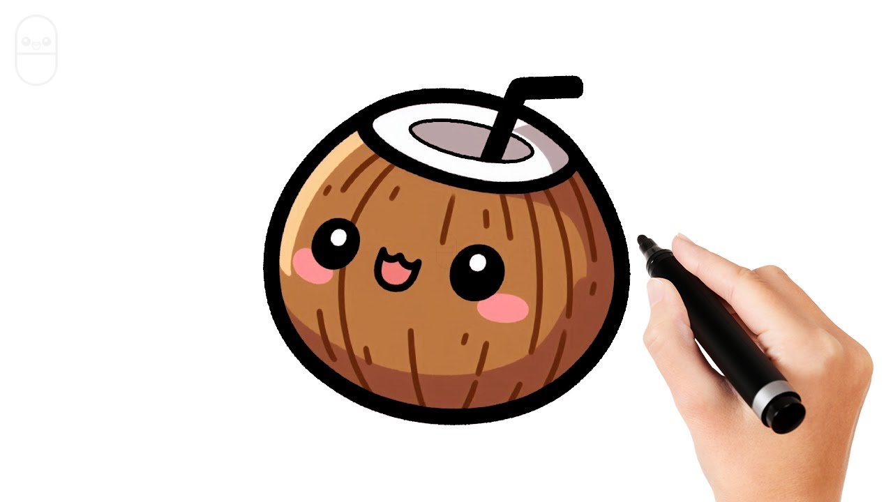 How to Draw a Cute Coconut 🥥 Easy and Fun Tutorial