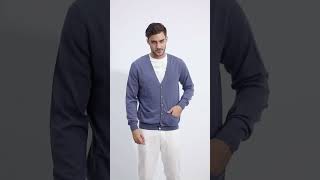 Merino Wool Cardigan / Blue Indigo