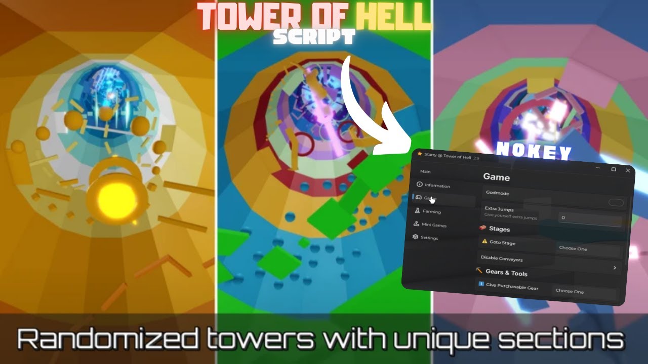 [OP] Tower Of Hell Script | *NO KEY* | Auto Farm, Win, All Gears & More | *NO BAN*