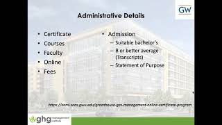 Webinar: GWU Online Graduate Certificate in GHG Management