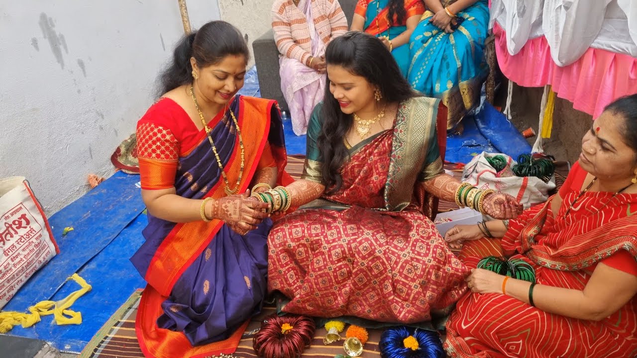 पुजाचा हिरवा चुडा..💚सर्वांनी भरल्या बांगड्या..😍हळदीचे वान झाले..🥰