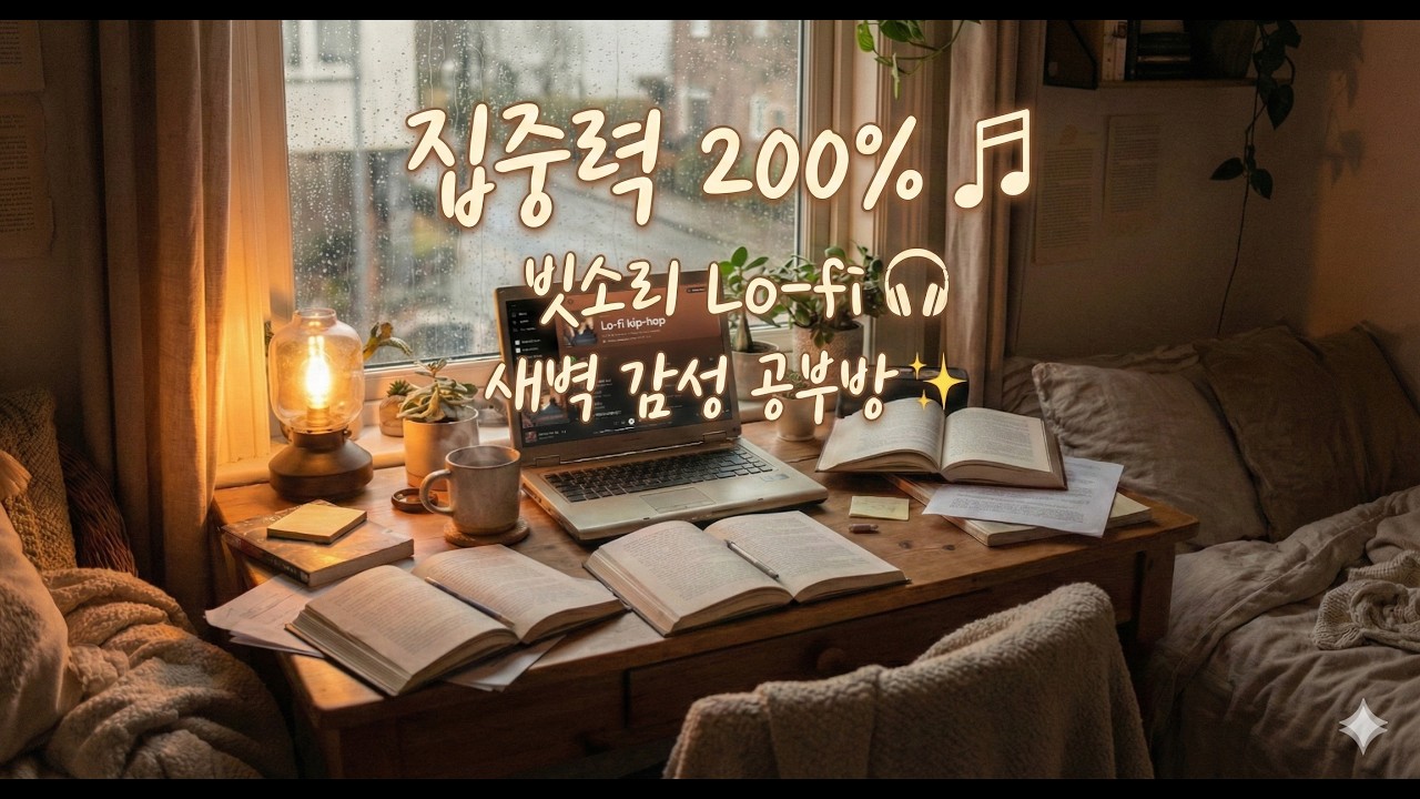 집중력 200% 상승하는 빗소리 로파이 플레이리스트 | 공부, 코딩, 독서