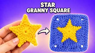 Crochet Star Granny Square ⭐ Easy Step-by-Step Tutorial