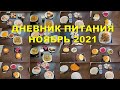 ДНЕВНИК ПИТАНИЯ НОЯБРЬ 2021