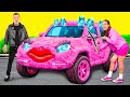 ピンクの車と黒い車のチャレンジ