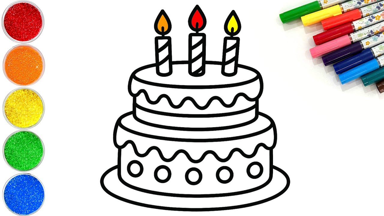 How to Draw a Birthday Cake | Easy Step by Step Drawing Tutorial - YouTube