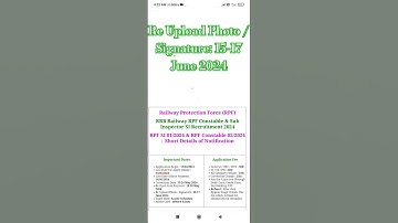 RRB Railway Protection Force RPF Sub Inspector Re Upload Photo / Signature for 4660 Post. #shorts