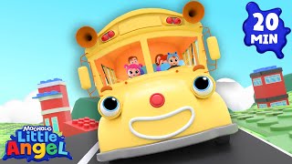 baby drives family bus animal learning videos little angel