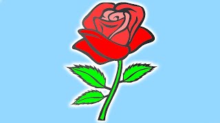 Tender Red Rose How to Draw and Coloring Rose Coloring Pages