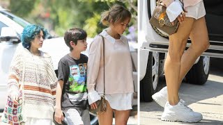 Jennifer Lopez Shows A Little Leg While Running Errands With Her Twins