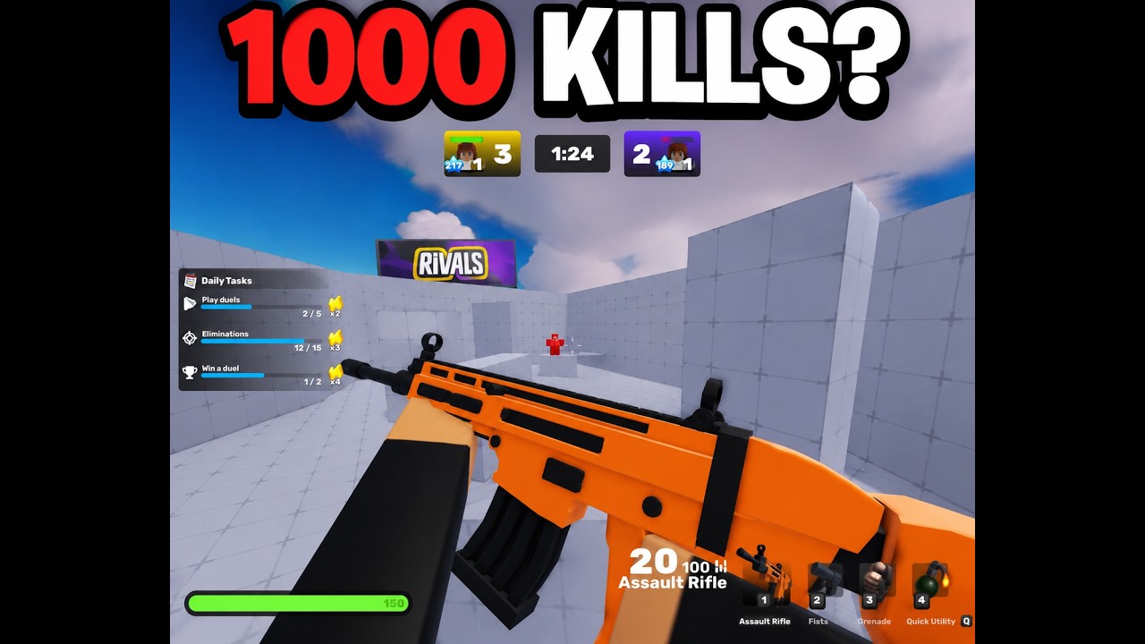 Getting 1000 kills with the assult rifle in roblox rivals... - YouTube