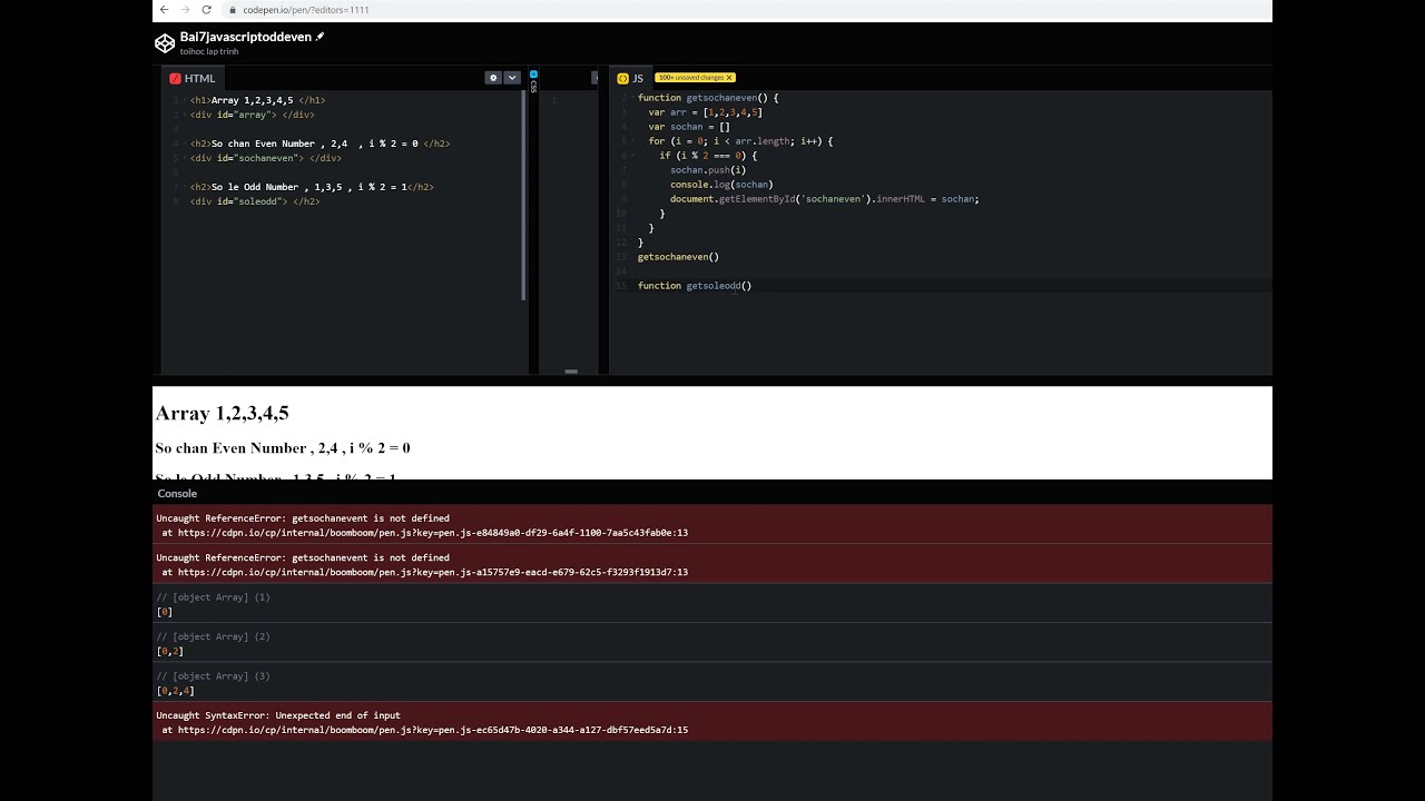 odd even คือ  2022 New  Bài 7 tự học lập trình web javascript array odd even số chẳn lẻ