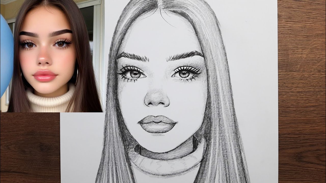 Çok Güzel Bir Kızın Portre Çizimi - Adım Adım Portre Çizimi - Karakalem İle Portre Nasıl Çizilir