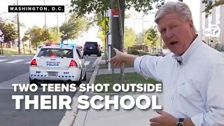 Two teens wounded in shooting outside their school