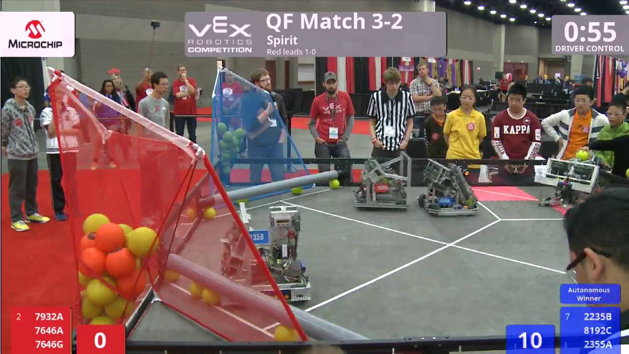 VEX Worlds 2016 - VRC MS Spirit - QF 3-2 (7932A 7646A 7646G) 283 vs 205 (2235B 8192C 2355A)