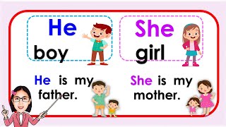 'He and She' sentences | Use of He and She | Practice reading | English lesson |