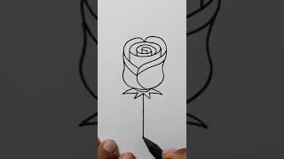 Easy Drawing Flower Rose / How To Draw Art For Beginners With Marker And Pencil #shorts