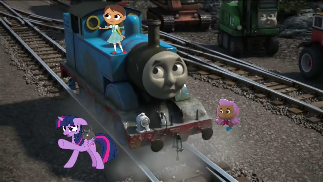 Dorothy, Molly, Twilight and Toto standing up to Sir Topham Hatt for