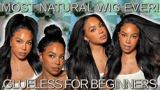 THE MOST NATURAL LOOKING GLUELESS YAKI STRAIGHT WIG TUTORIAL FOR BEGINNERS | KLAIYI HAIR