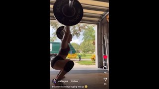 I LOVE THIS! | Garbage collector cheering on woman working out from garage gym! 💪🏽