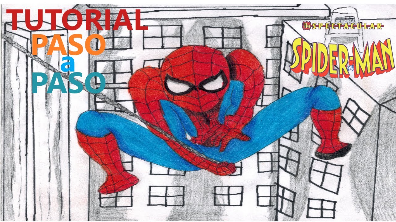 Como dibujar al Hombre araña paso a paso ( Versión Spectacular Spider