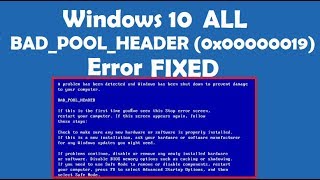 How to Fix BAD POOL HEADER error code 0x00000019 in Windows 10